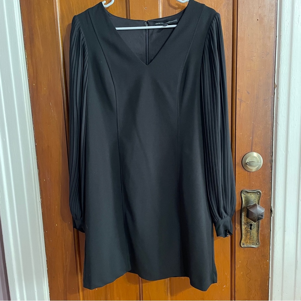 White House Black Market Black Sheath Dress with Bishop Sleeves